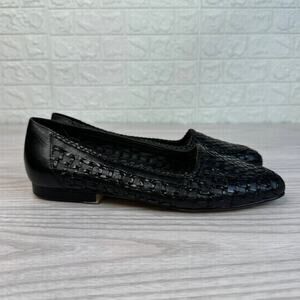Gloria Vanderbilt Ballet Flats US 6.5 Black Woven Leather Slip-On Dress Shoe VTG